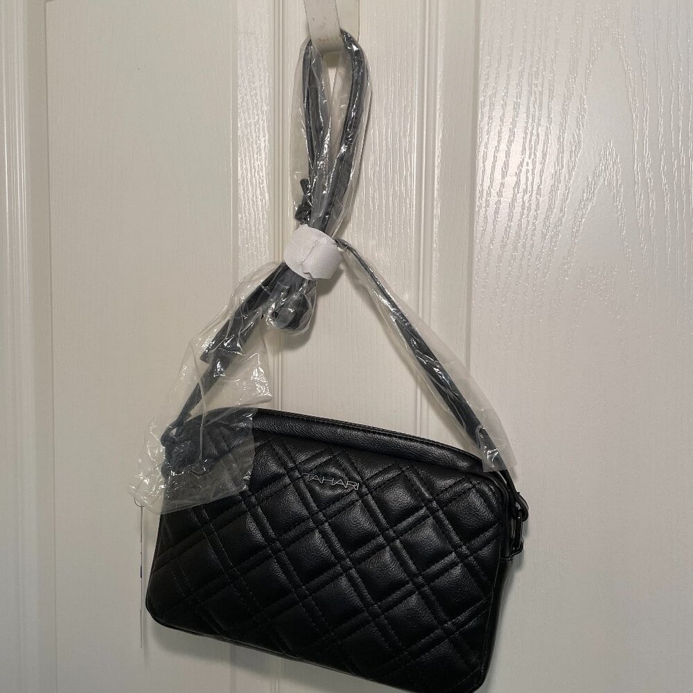 NWT Tahari Black Quilted Crossbody Bag